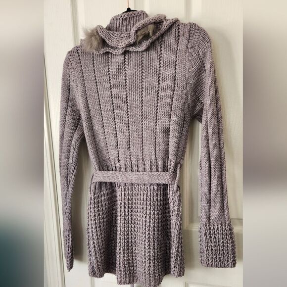 Feline Fancy Sweater Faux Fur gray CROCHET Size Small - Picture 10 of 10